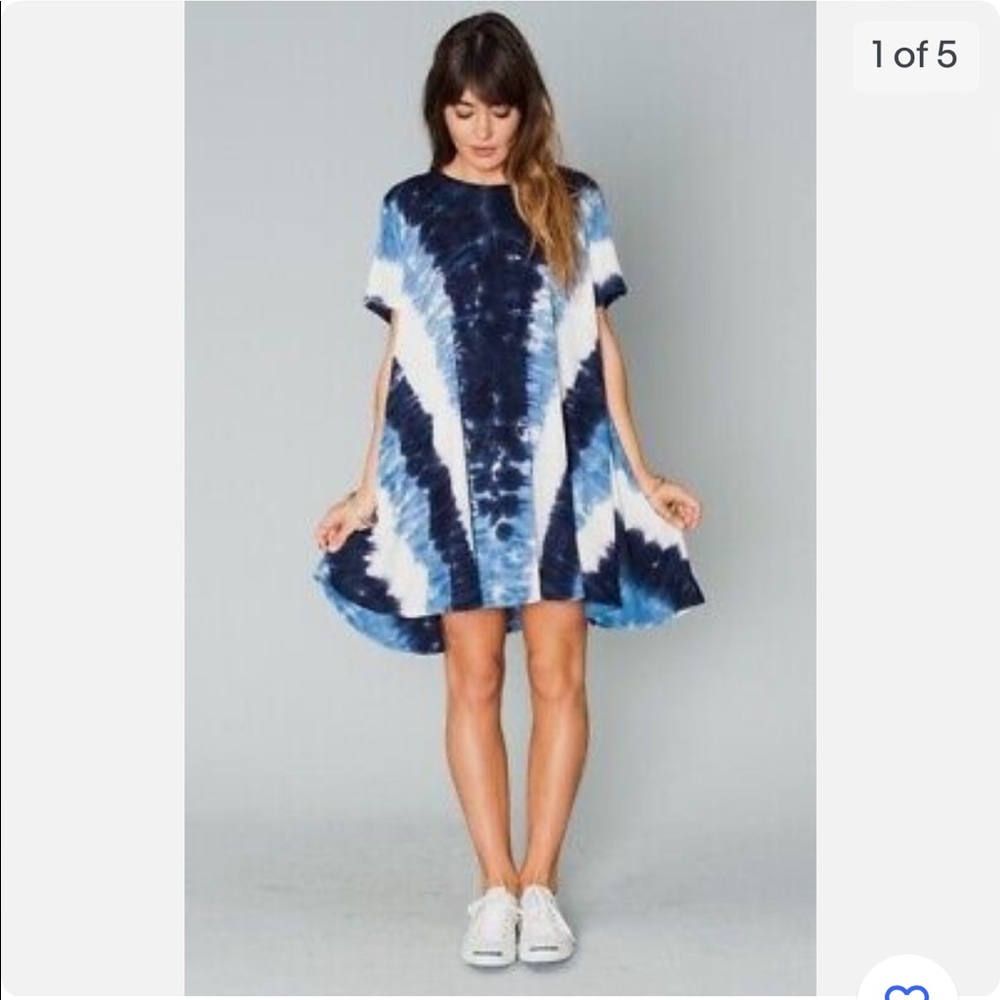 Mumu Mellow Navy Tie-dye Shirt Dress sz S